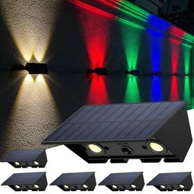 Yh0616 Sunflickt Solar Fence Lights With 4 Bulbs 6 Pack Wrgb Powered Ip54 W