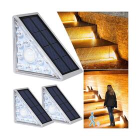 Sl002-warm Sunlight Encounter Solar Motion Sensor Step Light Waterproof Ip67 2 Pack Led Powered Stai