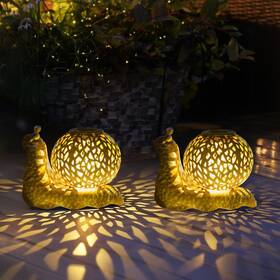 Sunnygarden Yf49092430-1 Solar Lanterns Outdoor Waterproof 2 Pack Snail Garden Lights Staked