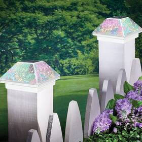 Sunnypark 766630782968 2pk Mosaic Solar Post Cap Lights Outdoor For 4x4 3.5x3.5 Crackled Glass