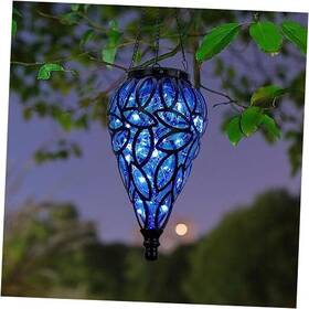 Sunnypark 768523974689 Outdoor Plastic Solar Hanging Lantern 15 Cool White Leds Blue New