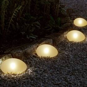 Sunnypark 768771393867 Solar Garden Lights Outdoor Set Of 4 Plastic Pebble Shape Decorative Rock Lig