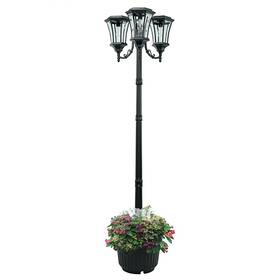 Sunray 814717022565 Avalon Solar Lamp Post With Planter Base 3 Lattern Heads