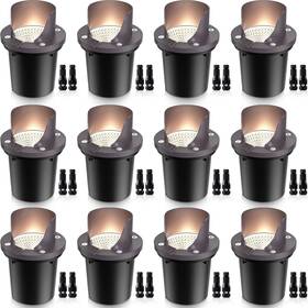 Sunvie 603977462743 12 Pack Low Voltage Landscape Lights 12w Led Outdoor In-ground Waterpr