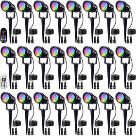 Sunvie 603977462774 24 Pack Rgbw Low Voltage Landscape Lights 12w Led Color Changing L