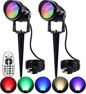 Sunvie 603977462835 Rgb Outdoor Led Spotlight 12w Color Changing Landscape Lights With Remote Contro