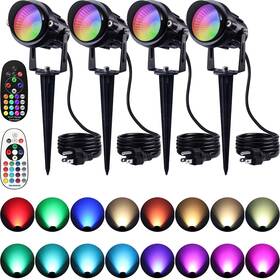 Sunvie 603977462842 Halloween Outdoor Spotlight 12w Rgb Color Changing Landscape Lights With Remo