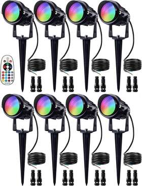 Sunvie 603977462910 12w Rgbw Color Changing Landscape Lights Low Voltage Waterproof Used