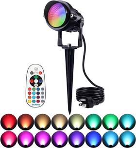 Sunvie 705353863851 12w Rgbw Led Outdoor Spotlight Color Changing With Remote Waterproof Landscape