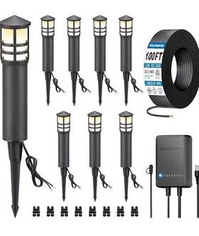 Ktww8ya Sunvie 8 Pack All-in-one Led Landscape Lighting Kit With Transformer And 100ft Wire