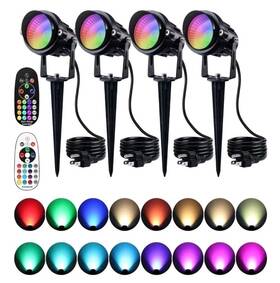 Rr62jgoex8 Sunvie 4 Pack Rgb Outdoor Spotlights With Cord And Remotes Landscape Lights Garden