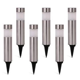 Sunwind 797550433258 Solar Bollard Lights Outdoor - 6 Pack Stainless Steel Warm White Led Landscape L
