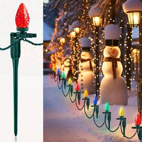 Gy-c9-x-25-1a Suraielec 2 Pack Christmas Pathway Lights Outdoor Total 50ft 50 Led C9 Wi
