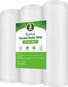 Vsr03a Syntus Vacuum Sealer Bags For Food 3 Rolls 11 Inch X 20&apos Clear