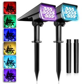 T-sunus 661596187508 Halloween Solar Landscape Spotlights Color Christmas Powered Spot Ligh