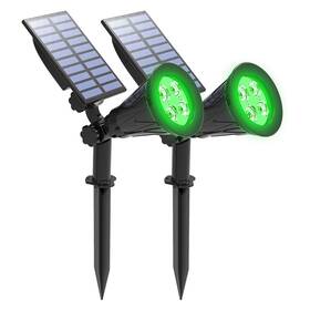 Ip65 T-sunus 728290978716 Green Solar Lights 2 Pack Waterproof 4 Led Spotlight Wall Light