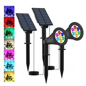 Ts-g0102-7c T-sunus Color Changing Solar Landscape Spotlights 2 Pack 7 Spot Lights Outdoor