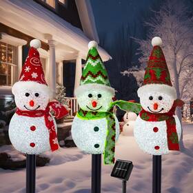 Tailerri 445005249253 Solar Christmas Pathway Lights Outdoor Decor Set Of 3 Led Snowman
