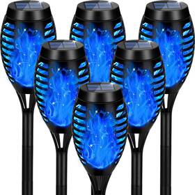 Tancuzo 780854217792 Solar Lights Outdoor Waterproof Upgraded 6 Pack Blue Tiki Torches With