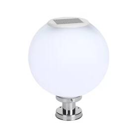 Techko 445056915947 1-white Metal Sphere Solar Outdoor Weather Resistant Post Light With Integrated