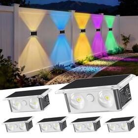 Tk-sl101 Tecknet Solar Fence Lights Up Down And 200 Wide Lighting 8 Modes Rgb Color Cha