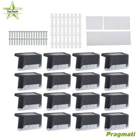 2167704 Tectech 16 Pack Warm White Led Solar Step Lights Wall Mounted For Outdoor Walkway