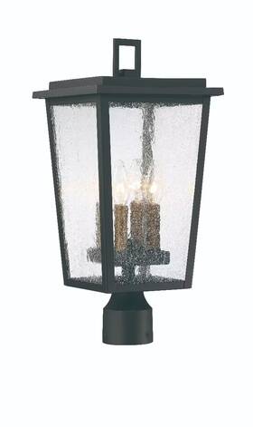 72756-66g The Great Outdoors Cantebury 4-light 20 Inch Outdoor Post Light In Black With Gold