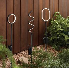 Threshold 028208896287 3pk Geometric Shapes Battery Led Outdoor Light Stakes Black/white - Threshod
