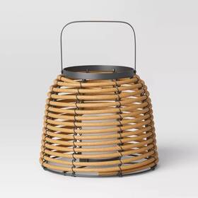 Threshold 843283159252 Rattan Battery Led Outdoor Lantern Brown -