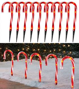 Tigomoov 672299302259 Christmas Candy Cane Pathway Makers Lights 10inch Set Of 10 Canes Ligh