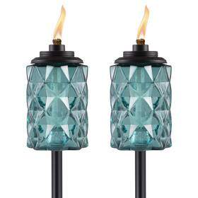 1122125 Tiki 2-pack Topaz Blue Glass Torches 65 Inch Outdoor Decorative For Pa