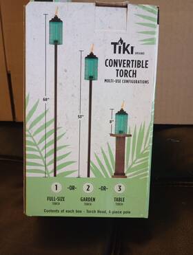 4002164 Tiki Brand Convertable Glass Torch Teal Color Multi-use Configurations