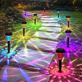 B0df29d14m Tisejoy 12-pack Solar Christmas Pathway Lights Outdoor Waterproof Color-changing