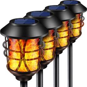 Tomcare 713924821377 Solar Lights Metal Flickering Flame Torches Waterproof Outdoor Heav