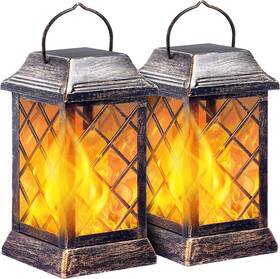 Sz-20015 Tomcare Solar Lights Outdoor Flickering Flame Metal Lantern