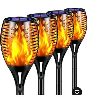 Tomecar 606024845858 Tomcare Solar Torch Lights 43 Inch 99 Led Flickering Flame Waterproof Outdoor 4 Pack