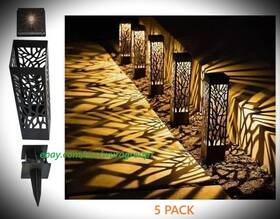1806324 Tommy Bahama 35 Lumen Led Square Solar Bollard Pathway Light 5 Pack
