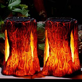 Tonulax 726972306499 Outdoor Stump On Torch Lights Flickering Flame Lantern Solar Powered L