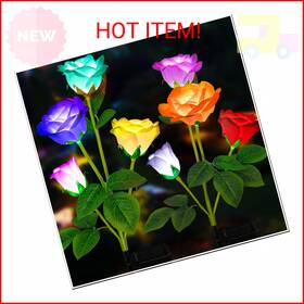 Tonulax 744110116830 Solar Garden Lights - Upgraded Outdoor Light 7-color Changing Rose Ligh