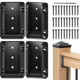 T-bbc-091204 Toscoco 4 Pcs Deck Railing Bracket Connectors For 2 Inch 2.6 0.6 Black