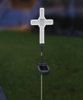 Touch Of Eco 813879029771 Solar Neon Memorial Cross Outdoor Garden Stake Light With Personalized Picture F