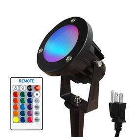 Toveenen 782337425625 Color Led Outdoor Landscape Spotlight - Waterproof Remote Spot Lights For Yar