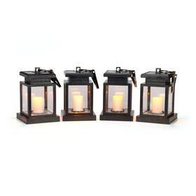 Lantern-ambr-4x Trademark Innovations 5 Inch Led Solar Hanging Umbrella Lantern Candle Lights - Amber Color Set Of 4 By