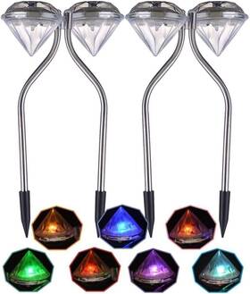 Trading 445014083084 Solar Led Outdoor Garden Light Color Changing Decorative Diamond