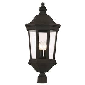 40404bk Trans Globe Westfield 3 Light Outdoor Postmount Lantern Black/clear -
