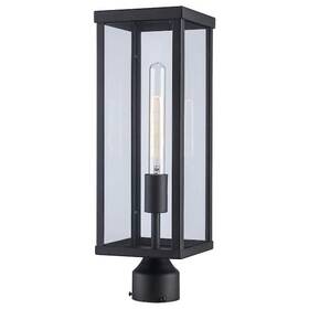40754bk Trans Globe Oxford 1 Light Outdoor Postmount Lantern Black/clear 40754 Bk