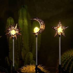 Tryme 791955052366 Solar Lights Outdoor Garden Decorations Sun Moon Star Stake Light Decorative