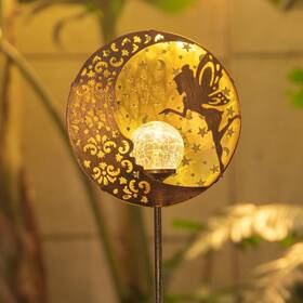 Tr3992 Tryme Solar Fairy Garden Lights - Moon Star Glass Globe Pathway Stake Waterp