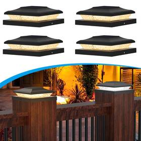 Ts-gl05-4p Tsuneslux 4 Pack Solar Post Cap Light Outdoor Fence Lights 2 Color Modes 24 Leds