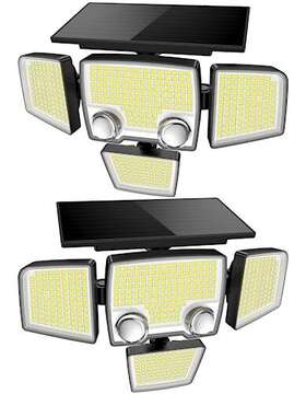 Tuffenough 797430535195 Solar Outdoor Lights With Motion Sensor - 2500lm Bright 4 Heads Led